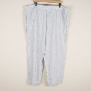 Old Navy High Waisted Linen Blend Straight Leg Pin Striped Pants Womens Sz 2X